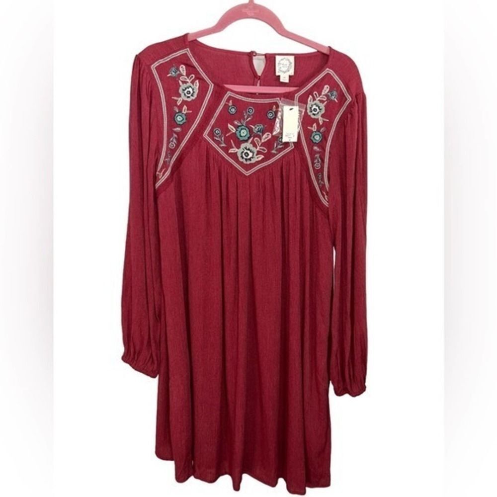 Blue Rain Boutique tunic‎ dress with embroidery, M, NWT